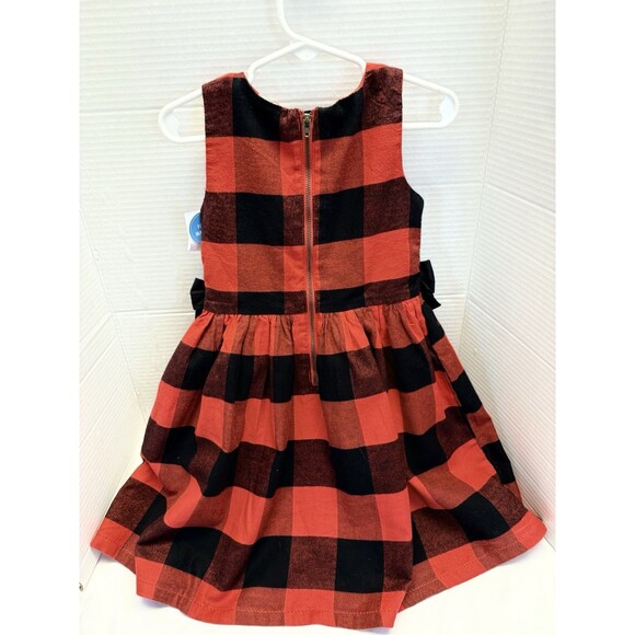 CARTER’S Girls Sz 4 Red & Black Buffalo Plaid Check Dress Holiday Pictures New - Picture 2 of 10